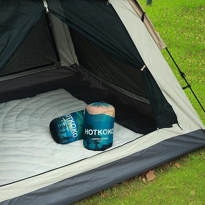 Outdoor Camping Blanket,Warm Thick Camp Blankets with Sherpa Lining Soft Fleece Camping Blanket Puffy Camping Quilt for Cold Weather Traveling, Stadium, Hiking, Picnics