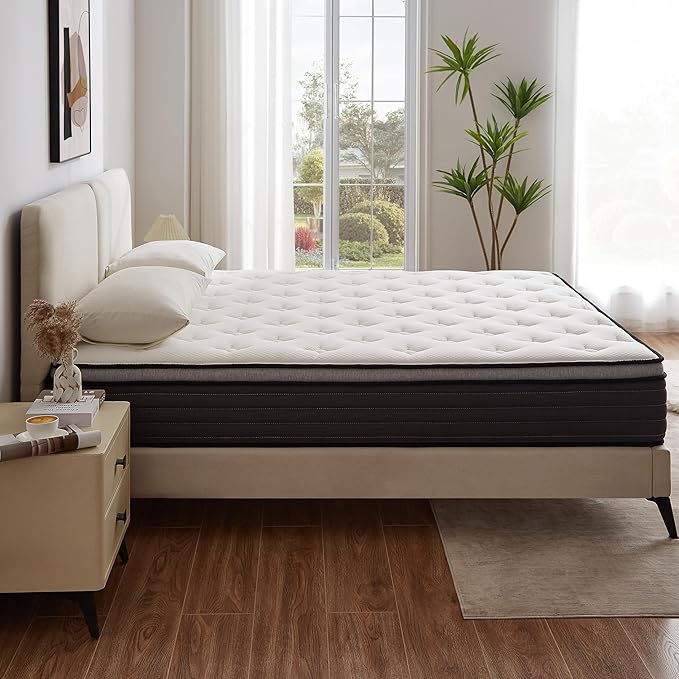 Full/Queen/King Size Foam Mattress, Skin Friendly, Provides Targeted Support, Noiseless Sleep, Simple Comfort, 10/12-inches Thickness Available (Cream White, King (U.S. Standard), 12, Inches)