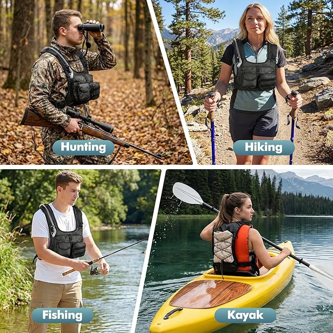 MoKo Hydration Pack with 2L Water Bladder, Hydration Backpack Water Backpack Lightweight Reflective Chest Pack with Gear Holder, Running Vest for Men Women Marathon, Hiking, Biking