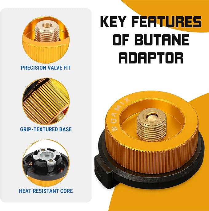 Roamix 4PCS Multi Fuel Gas Adapter Set - EN417 Lindal Valve & Butane to Propane Adapter for Camping Stove with Carrying Bag