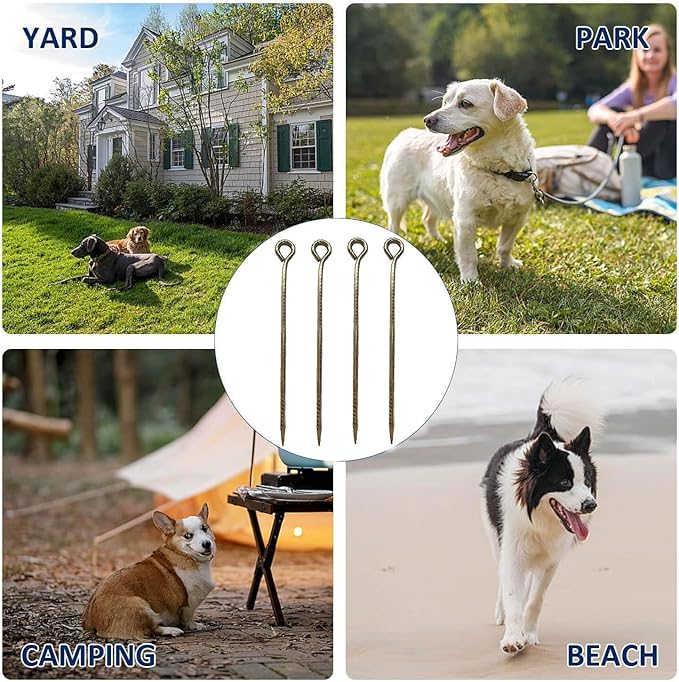 16 Inch Rebar Stakes ，Metal Stake Ground，Ground Anchor,Heavy DutyTent Stakes ，Baking Paint Metal Stakes ，Tent Stake,Ground Stakes ，0.5 Inch Diamete (16 Pack) ， Outdoor Travel