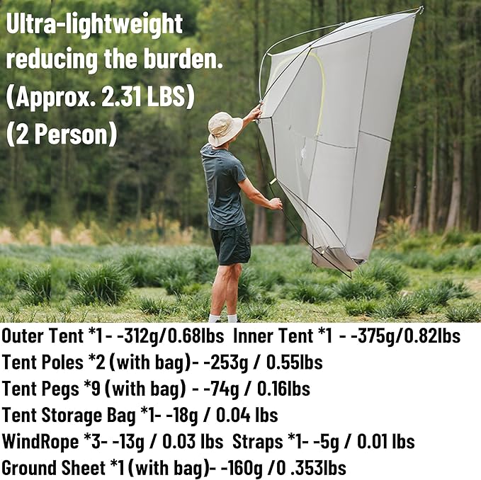 Naturehike Star Trail EXT 1/2 Person Tent - 2.2lb Ultralight Solo Tent for Camping, Waterproof & Breathable 3 Season Easy Setup Backpacking Tent for One Man, Outdoor Hiking, Hunting, Travel