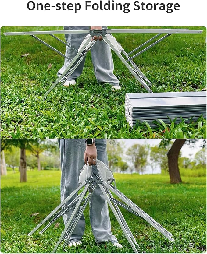ONEFOREST Camping Table with 2 Camping Chairs and Picnic Blanket, Blanket Tote to Organize Table and Chairs for Outdoor Hiking Picnics BBQ Cooking