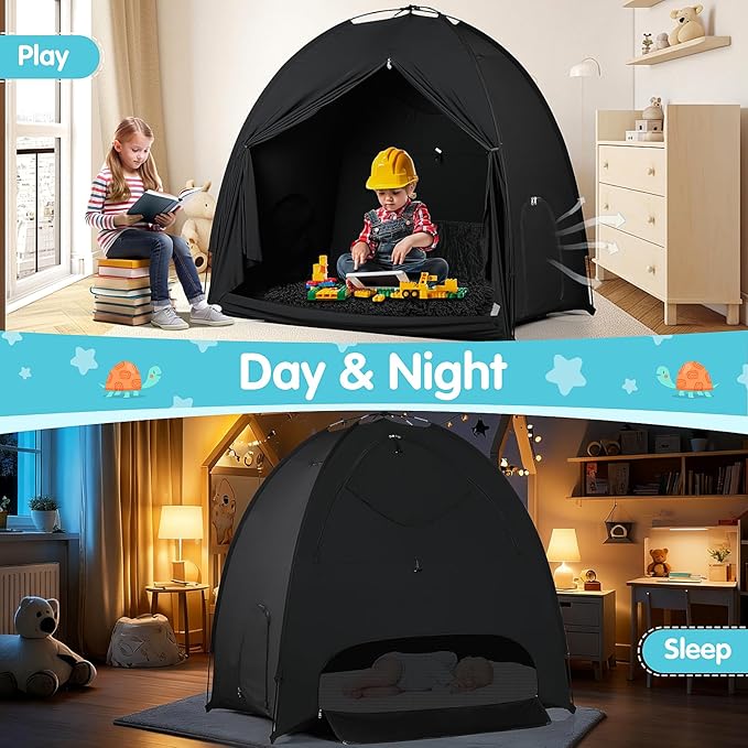 Blackout Tent for Pack and Play - Sleep Pod with Light-Blocking - Portable Pack N Play Blackout Cover for Travel Crib/Mini Crib/Palyards