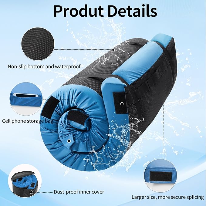 3 Inch Memory Foam Camping Mattress Pad, Dual Layer Thick Sleeping Camp Mat for Sleepover Car Tent, Portable Roll Up Mattress for Adults with Travel Bag