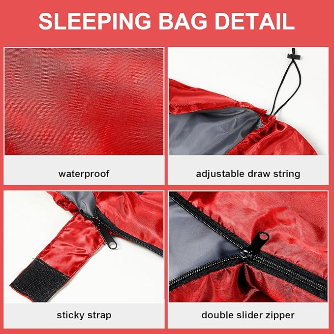 Tudomro 2 Pcs Camping Sleeping Bag for Adults, Lightweight Packable Waterproof Camping Gear Equipment to Keep Warm for Spring Summer Fall Indoor Outdoor Backpacking Hiking Travel