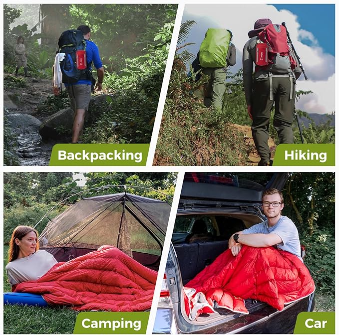 ATEPA Down Sleeping Bag for Adults, 650FP Ultralight 3 Season Compact Packable Sleeping Bag with Compression Sack for Camping Backpacking Hiking