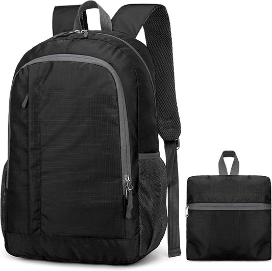 Ultra Lightweight-Packable-Hiking-Backpack Small Foldable Travel Camping Daypack Casual Outdoor Water-resistant 25L Backpacks (Black)
