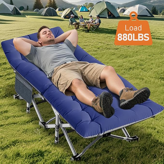 ABORON Camping Cot for Adults, Folding Sleeping Cot with Mattress, 500 lb Capacity Heavy Duty Outdoor Folding Sleeping Bed, Portable Cot Bed for Camping, Indoor Guest Use, Home & Travel