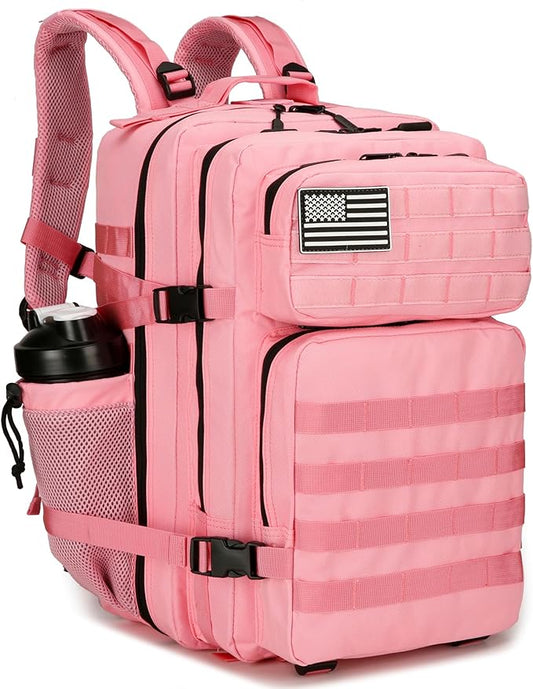 45L Military Tactical Backpacks 3 Days Assault Pack Bag Fitness Rucksack 3 Day Bug Out Bag Hiking Treeking Molle Daypack (Pink2)