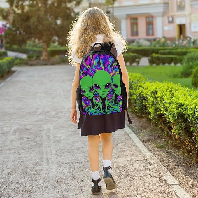 Backpack Lightweight Anti-Theft Multipurpose Cool Alien Tie Dye Shoulder Bag Large Capacity Travel Hiking Backpack With Padded Straps