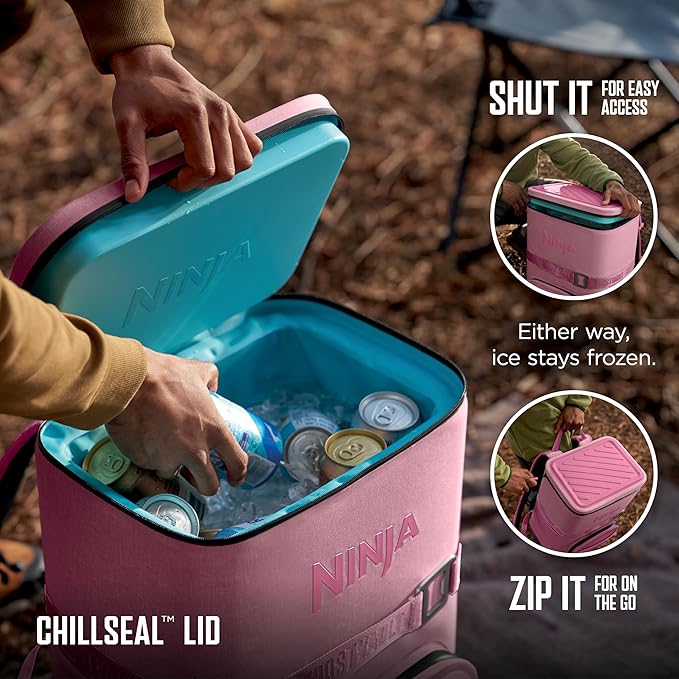 Ninja FrostVault Go Can Soft Cooler, 24/36 Can, Leak Proof, Built-In Cup Holder, 2 Ice Packs & Dry Storage Drawer, Polyester Insulation, Hiking, Camping, Picnic