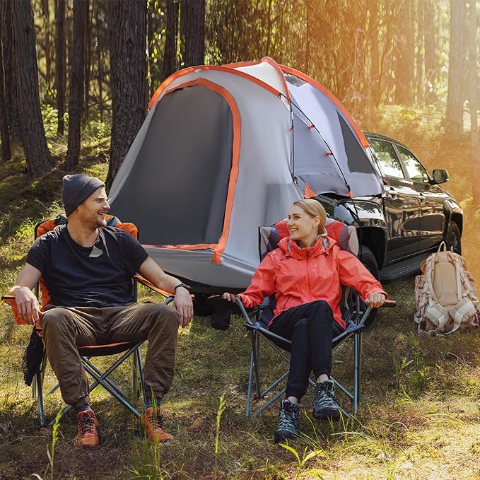 Goplus Truck Bed Tent, Waterproof PU2000mm Pickup Truck Tent for 2 Person with Removable Rainfly, Carry Bag, Mesh Windows, 5’-5.2’ Portable Mid Size Short Bed Truck Tent for Camping, Traveling, Hiking