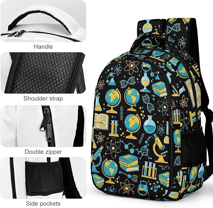 Casual Laptop Backpack Purse Math Physical Chemical Biology Science, Cute Travel Bag with Tumbler Holder for Nurse Teacher College Commute