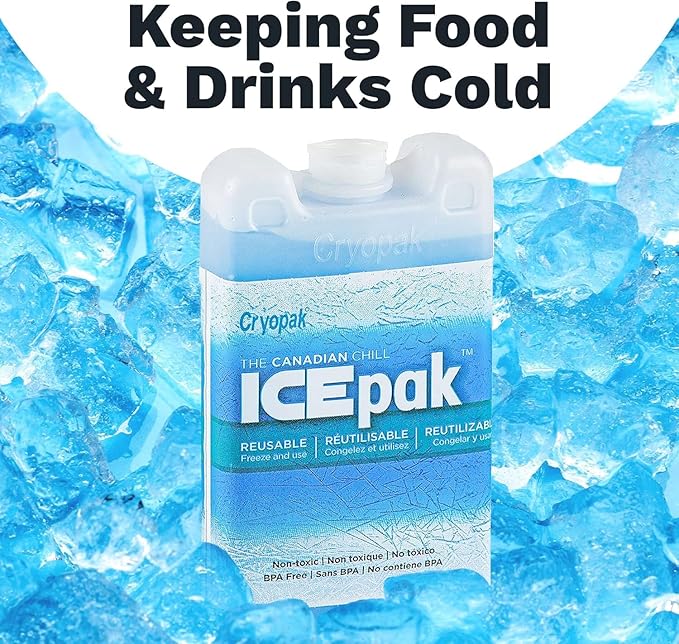 Cryopak ICEpak Hard Shell Reusable Ice Packs for Coolers and Lunch Box Use, Freezer Safe Gel Design, Professional Grade Cooling, Non-Toxic and BPA Free, Essential Travel Accessories, XL