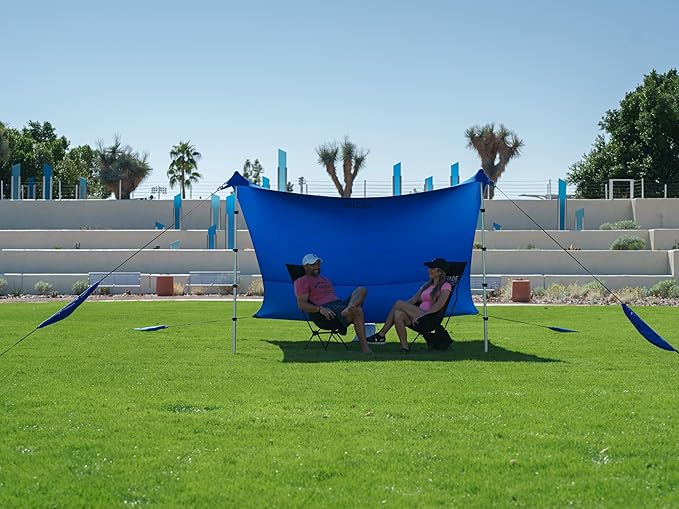 Beach Canopy Tent Sun Shade 9x8.5 FT – UPF50+ Portable Beach Tent Canopy with 2-Post Easy Setup, Lightweight Carry Bag – Camping, Picnic, Backyard & Travel Sun Shelter