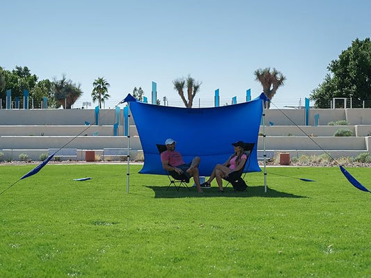 Beach Canopy Tent Sun Shade 9x8.5 FT – UPF50+ Portable Beach Tent Canopy with 2-Post Easy Setup, Lightweight Carry Bag – Camping, Picnic, Backyard & Travel Sun Shelter