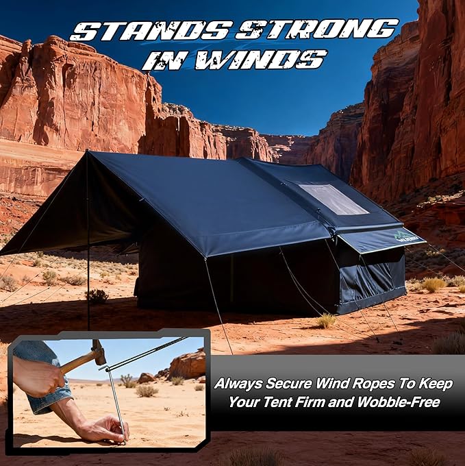 Inflatable Tent with Skylight, Quick Setup Blow Up Tents with Pump, Hot Tent with Stove Jack, Waterproof Oxford Inflatable House for Camping, Air Glamping Tents for Camping Adult 4-6 Person