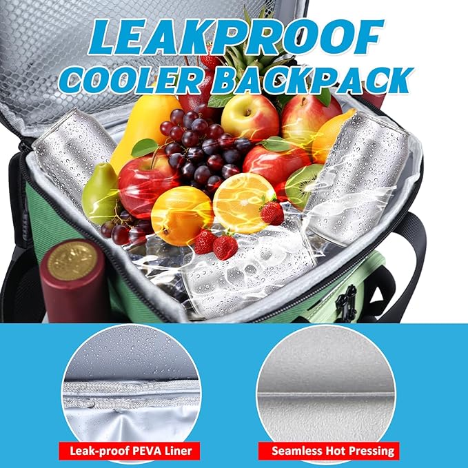 Large Backpack Cooler,40 Cans Leak Proof & Waterproof & Insulated Cooler Backpack, Soft Cooler Bag for Men & Women, Ice Chest for Camping,Beach,Picnic,Lunch,Travel,Fishing