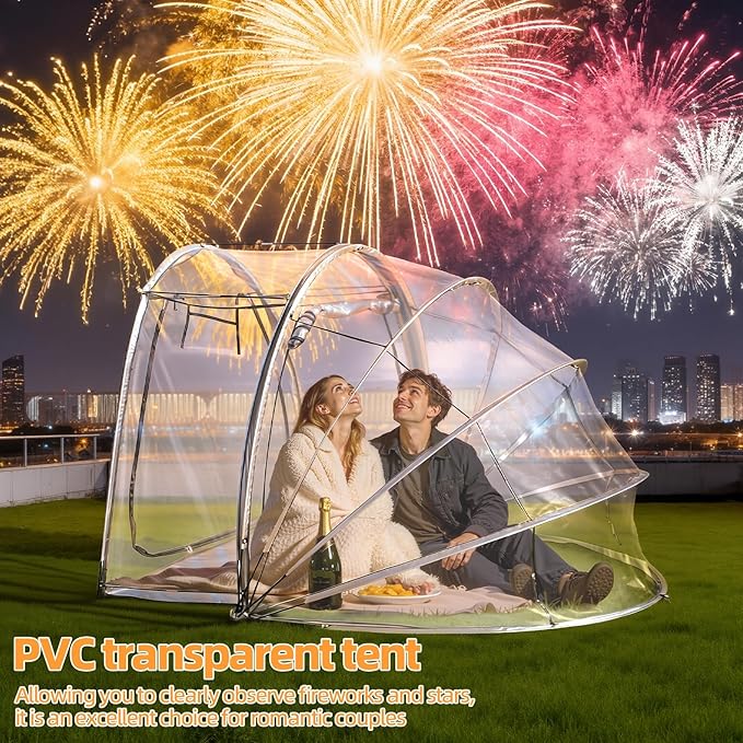 4-Person Clear Tent Pop Up Bubble Tent - All Weather Sports Tents - Instant Outdoor Bubble Tents - Rainproof Camping Sun Shelter, Portable Clear Screen House, 235x200x150cm