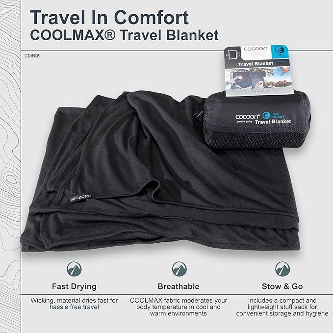 COCOON - Premium - Coolmax - Travel Blanket - Black