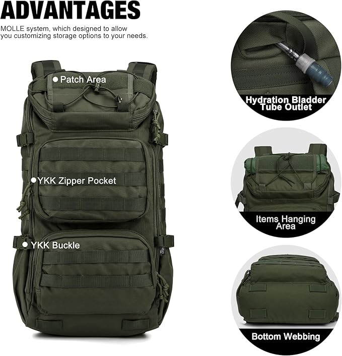 Mardingtop Tactical Backpacks Molle Hiking daypacks for Motorcycle Camping Hiking Military Traveling,25L Backpack