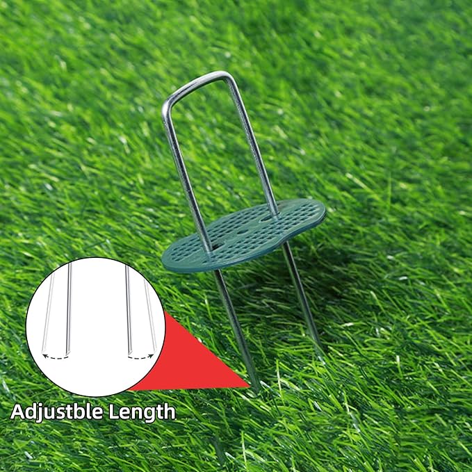 201Pcs 6 Inch 11 Gauge Garden Stakes Staples Kit, 100Pcs U-Shaped Landscape Staples and 100Pcs Fixing Gasket with 1Pc Pick Hook for Weed Barrier Fabric, Groud Cover, Holding Fence