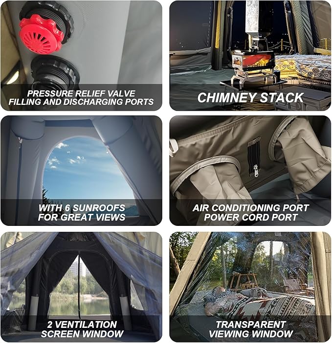 Inflatable Tents for Camping, Large Inflatable Camping Tent with Hand Pump, Easy Setup Tents for 4-6 People, Portable Glamping Tent
