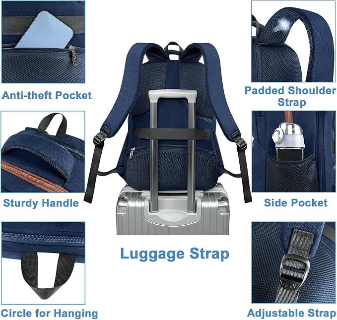 MATEIN Laptop Backpack with Lunch Compartment, Large Insulated Lunch Backpack for Men with Padded Straps, Water Resistant Sturdy TSA Work Bag for Office College Daily Commute, 17 Inch, Blue Orange