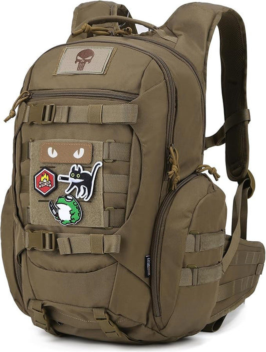 Mardingtop 28L Tactical Backpack for Men with Loop and Hook Patch, Molle EDC Motorcycle Backpacking Backpack for Hiking,Camping