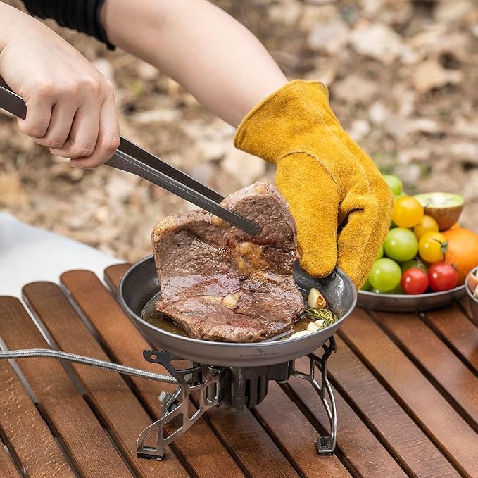 iBasingo 183mm Titanium Trek Plate Dishes Saucer Portable Kitchen Tableware Small Pan Ultralight for Outdoor Travel Backpacking Camping Hiking & Home Everyday Use Ti1109T