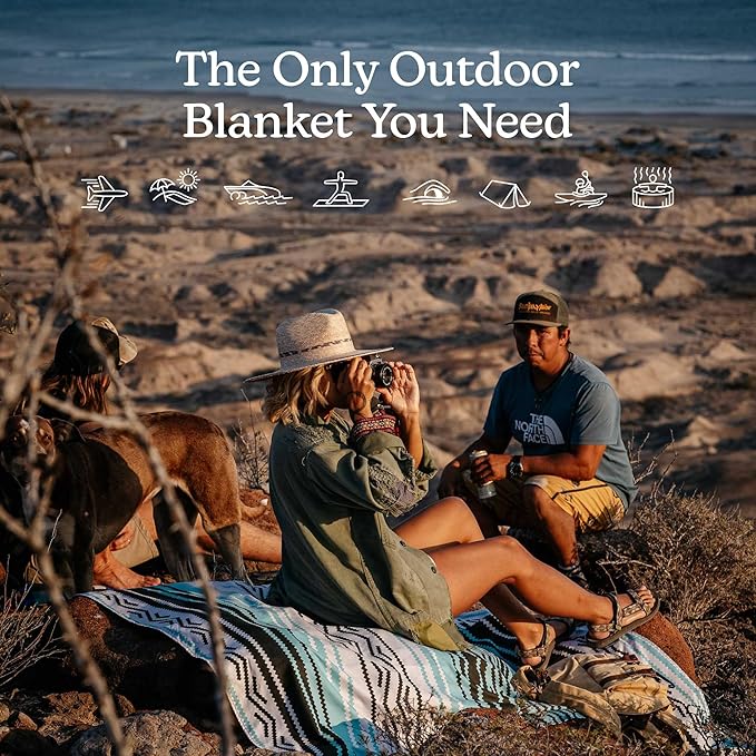 Nomadix Festival Blanket - Perfect for Picnics, Camping, & Lawn Seating - Plush Top & Water Resistant Base - Made with Post Consumer Recycled Materials - Agua Blue - 60x72 in