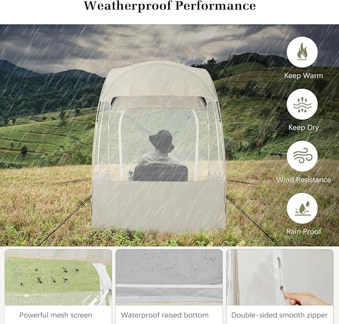 Sports Tent, Portable & Foldable Pop Up Tents Shelter with Carry Bag, Instant Weather Proof Clear View Bubble Tent for Fishing, Camping, Watching Sports Events