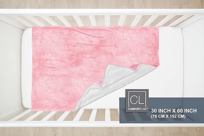 Comfort Lab Reversible Flannel Sherpa Throw Blanket - Elegant Fluffy Throw Blankets for Couch and Home Decor - Anti Pilling Non Shedding Cozy & Warm Fleece Throws - Baby/Pet (30" x 40") - Blush