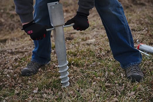 American Ground Screw U-Model - Easy-Install No-Dig Ground Anchor for Standard 4x4 Posts (Actual 3.5"x3.5") - Durable 27" Screw-in Stake for Mounting Wooden Posts