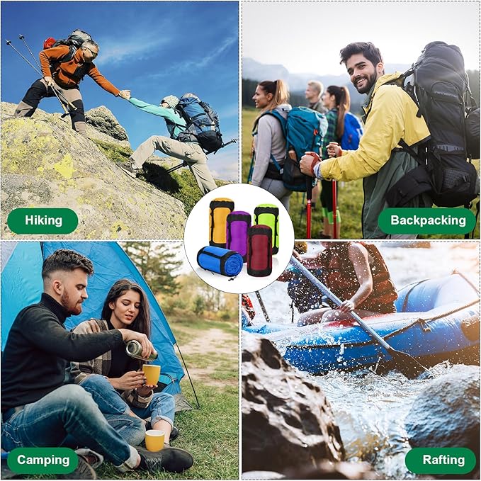 5 Pcs Compression Sacks for Backpacking 20L Camping Sleeping Bag Stuff Sacks for Backpacking Water Resistant Sleeping Bag Storage Sack for Space Saving Hiking Gear