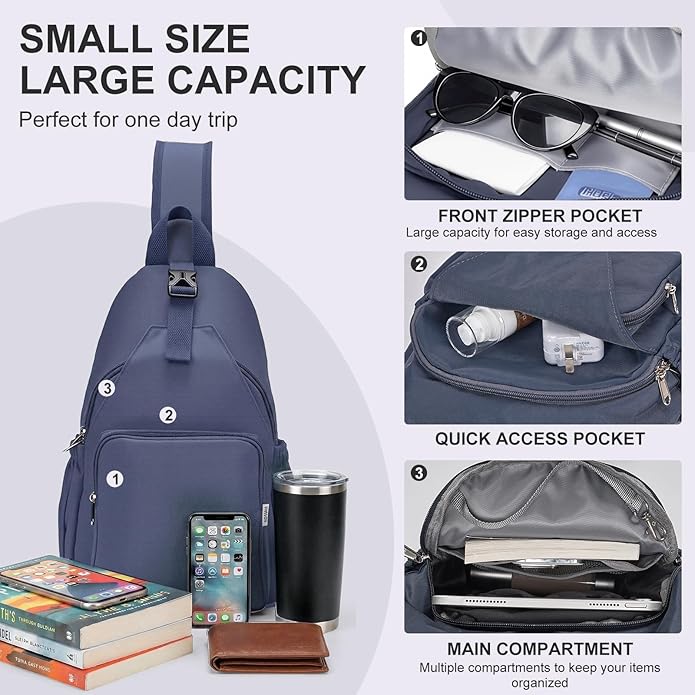 AOTIAN Anti-Theft Sling Backpack - Lightweight Water-Resistant Chest Daypack for Travel, Hiking & Outdoor
