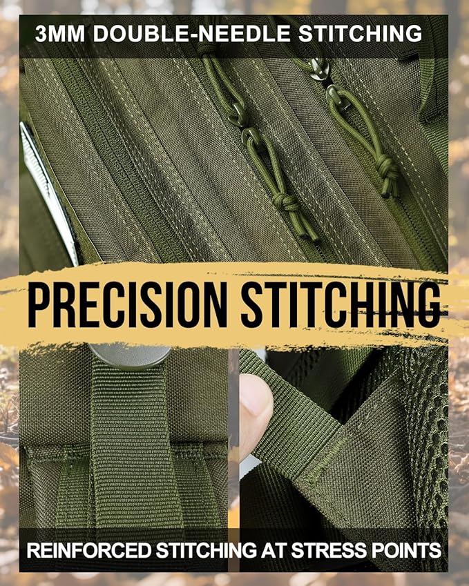 Military Tactical Backpack,Sturdy Work & Molle Laptops Rucksack,Army Pack for Hiking Camping Travel Fishing Gym,Green