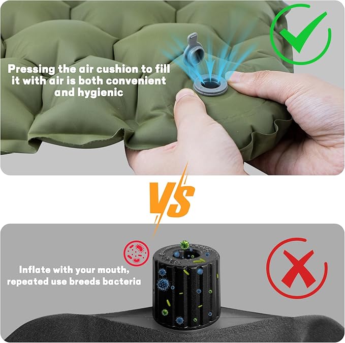ONTYZZ Inflatable Seat Cushion Lightweight Stadium Seat Pad Travel Air Seat Cushion for Hiking Office Airplane Stadium Car