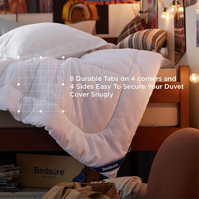 Bedsure Twin XL Comforter Duvet Insert Dorm Bedding - White Extra Long Twin Comforter, Quilted All Season Duvet with Corner Tabs