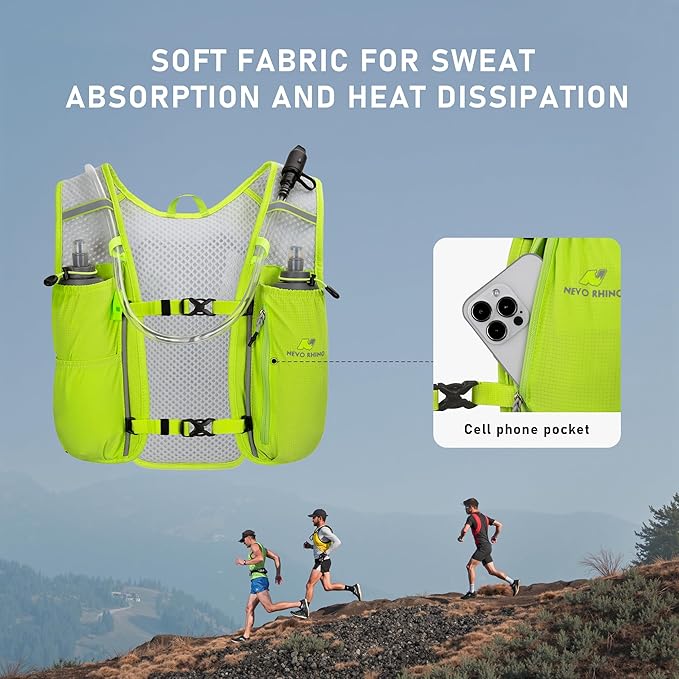 N NEVO RHINO Running Vest, Lightweight Hydration Vest, Insulated Water Backpack with 1.5L Water Bladder for Hiking, Trail, Running,Marathons,Cycling