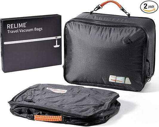 Apex Series Vacuum Bags for Travel Luggage, 180° Open, Reusable Compression Bags for travel Pack, Vacuum Seal Packing Cube for Cloth (2Medium No Pump)
