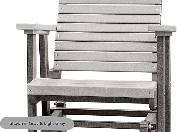 DutchCrafters Modern Horizontal Slat High Back Poly Glider Outdoor Patio Chair (Tudor Brown & Weatherwood)
