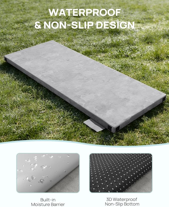 3 Inch Dual-Sided Memory Foam Camping Mattress, Waterproof Camping Sleeping Pad with Portable Pillow & Carry Bag, Roll Up Cot Mattress Mat for Guest Bed/Car/Tent