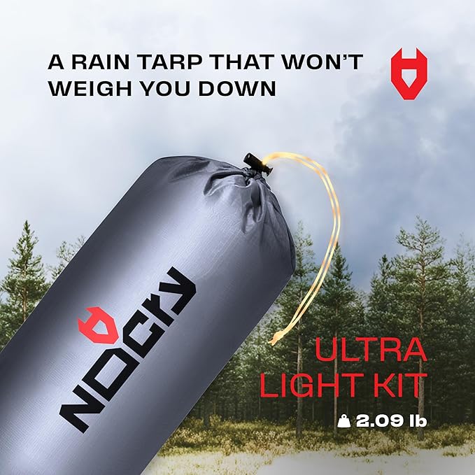 Rain Fly12x10 Lightweight Survival Camping Tarp; 100% Waterproof; Makes a Great Backpacking Tarp or Hammock Shelter; Comes in Multiple Colors, Survival Bracelet Included; Grey