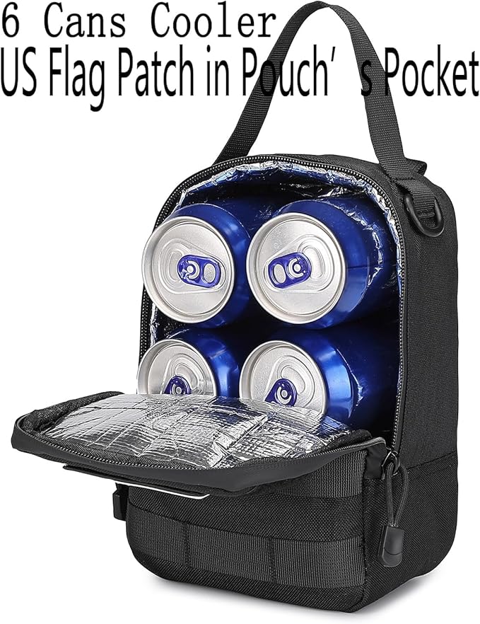 ATBP Tactical Soft Cooler Sholder Bag for Militray Backpack 6 Cans Insulated Cooler Molle Pouch for Picnic, Beach, Work, Trip, Camping