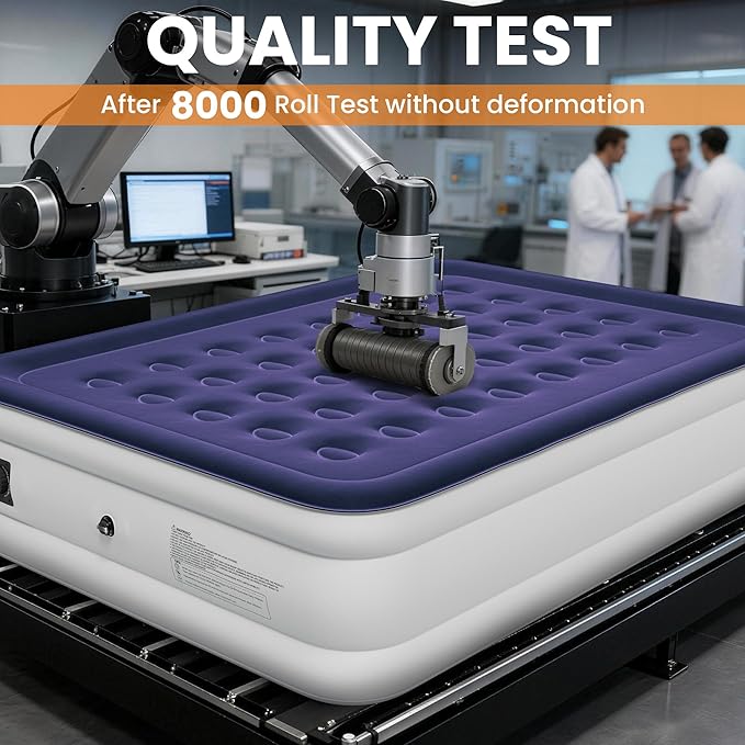 Queen Air Mattress with Built-in Pump, 18 Raised Inflatable Air Mattress, 800 lbs Max Honeycomb Comfortable Air Bed with Storage Bag, for Camping, Home and Guest Use