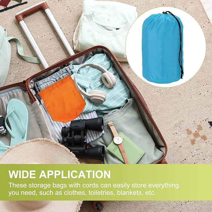 Stuff Sack, Nylon Waterproof Storage Sacks Portable Drawstring Dry Stuff Bag Gear Organization with Toggle, 9x16Inch Fit for Backpacking Camping Traveling Hiking(Blue)