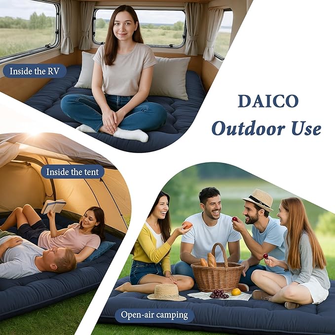 DAICO Japanese Floor Mattress, 4'' Thicken Futon Mattress Tatami Mat, Sleeping Pad Foldable Roll Up Mat for Camping and Guest Room, Twin Size 39''*80'', Navy