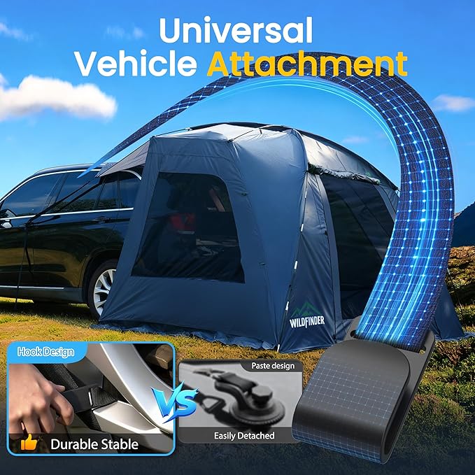 SUV Tent, Rectangle Car Tent for Family, Waterproof & Windproof for Car Camping, Large Camping Tents with Storage Bag, SUV, Van, Jeep